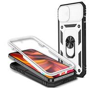 NALIA Étui Style Militaire pour iPhone 13 Coque - Anneau 360°, Blanc | Extra Résistant Aux Chocs, Fonction De Support & Support De Voiture