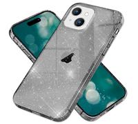 NALIA Étui Translucide Scintillant Compatible avec iPhone 15 Plus Coque, Anti-Jaune Cristal Paillettes de Diamant Incorporées, Bling Housse Protection Silicone Glitter Cover Coq, Couleur:Noir