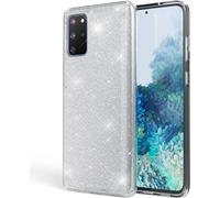 NALIA Glitter Case pour Samsung Galaxy S20 Plus, Diamant Housse de protection Etui téléphone portable Argent