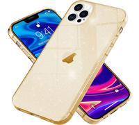 NALIA Glitter Cover pour iPhone 12 Pro Max, Bling Handy Cover Protection Glitter Case Gold