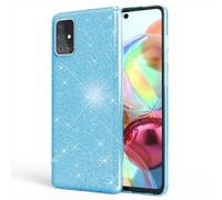 NALIA Glitter Handy Cover pour Samsung Galaxy A51, Bling Silikon Cover Case Etui bleu