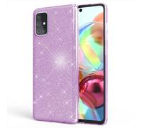 NALIA Glitter Handy Cover pour Samsung Galaxy A51, Bling Silikon Cover Case Etui Lila