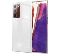 NALIA Glitter Handy Cover pour Samsung Galaxy Note 20, Strass Diamond Back Cover Silver
