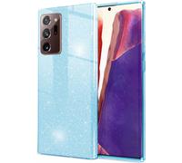 NALIA Glitter Handy Cover pour Samsung Galaxy Note20 Ultra, Bling Cover Case bleu