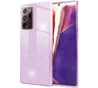 NALIA Glitter Handy Cover pour Samsung Galaxy Note20 Ultra, Bling Cover Case Lila