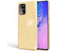 NALIA Glitter Handy Cover pour Samsung Galaxy S10 Lite, Bling Silikon Cover Case Gold