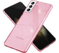 NALIA Glitter Handy Cover pour Samsung Galaxy S21, Glitter Handy Cover Protection Etui Rose