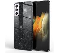 NALIA Glitter Handy Cover pour Samsung Galaxy S21 Plus, Strass Diamond Back Cover Noir