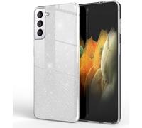 NALIA Glitter Handy Cover pour Samsung Galaxy S21 Plus, Strass Diamond Back Cover Silver