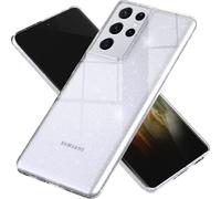 NALIA Glitter Handy Cover pour Samsung Galaxy S21 Ultra, Case Cover Protection Etui Transparent