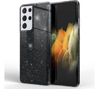 NALIA Glitter Handy Cover pour Samsung Galaxy S21 Ultra, Diamant Cover Bling Case Noir