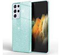 NALIA Glitter Handy Cover pour Samsung Galaxy S21 Ultra, Diamond Cover Bling Case Mint Green