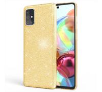 NALIA Glitter Housse de portable pour Samsung Galaxy A71, Bling Case Handy Protection Strass Cover Gold