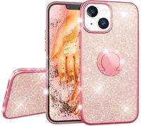 NALIA Glitter Ring Case pour iPhone 13, étui silicone pour portable antichoc Glitter Cover Bling Case avec anneau Rose Gold