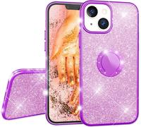 NALIA Glitter Ring Case pour iPhone 13, étui silicone pour téléphone portable antichoc Glitter Cover Bling Case avec anneau Violet