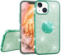 NALIA Glitter Ring Cover pour iPhone 13 Mini, étui silicone pour téléphone portable Glitter Cover Bling Case avec anneau vert