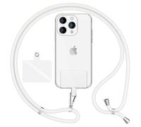 NALIA HoldMe Air Lanière Universelle avec Pad, Tour de Cou pour Étui de Téléphone Portable, Bande avec Mousqueton en Métal (argent), Chaine Cordon Réglable 160 CM, Lanyard Sangle, Couleur:Blanc