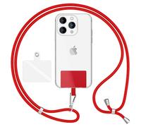 NALIA HoldMe Air Lanière Universelle avec Pad, Tour de Cou pour Étui de Téléphone Portable, Bande avec Mousqueton en Métal (argent), Chaine Cordon Réglable 160 CM, Lanyard Sangle, Couleur:Rouge