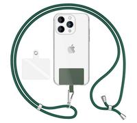 NALIA HoldMe Air Lanière Universelle avec Pad, Tour de Cou pour Étui de Téléphone Portable, Bande avec Mousqueton en Métal (argent), Chaine Cordon Réglable 160 CM, Lanyard Sangle, Couleur:Vert Foncé