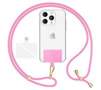 NALIA HoldMe Air Lanière Universelle avec Pad, Tour de Cou pour Étui de Téléphone Portable, Bande avec Mousqueton en Métal (or), Chaine Cordon Réglable 160 CM, Lanyard Sangle, Couleur:Rose