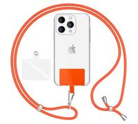 NALIA HoldMe Air Lanière Universelle avec Pad, Tour de Cou pour Étui de Téléphone Portable, Bande avec Mousqueton en Métal (argent), Chaine Cordon Réglable 160 CM, Lanyard Sangle, Couleur:Orange