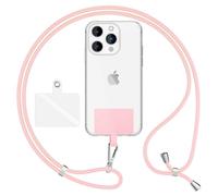 NALIA HoldMe Air Lanière Universelle avec Pad, Tour de Cou pour Étui de Téléphone Portable, Bande avec Mousqueton en Métal (argent), Chaine Cordon Réglable 160 CM, Lanyard Sangle, Couleur:Rose Pastel