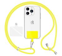 NALIA HoldMe Air Lanière Universelle avec Pad, Tour de Cou pour Étui de Téléphone Portable, Bande avec Mousqueton en Métal (argent), Chaine Cordon Réglable 160 CM, Lanyard Sangle, Couleur:Jaune