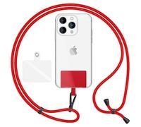 NALIA HoldMe Air Lanière Universelle avec Pad, Tour de Cou pour Étui de Téléphone Portable, Bande avec Mousqueton en Métal (noir), Chaine Cordon Réglable 160 CM, Lanyard Sangle, Couleur:Rouge