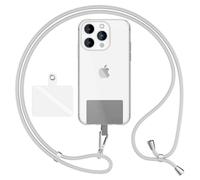 NALIA HoldMe Air Lanière Universelle avec Pad, Tour de Cou pour Étui de Téléphone Portable, Bande avec Mousqueton en Métal (argent), Chaine Cordon Réglable 160 CM, Lanyard Sangle, Couleur:Gris Clair