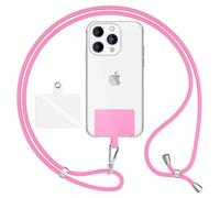 NALIA HoldMe Air Lanière Universelle avec Pad, Tour de Cou pour Étui de Téléphone Portable, Bande avec Mousqueton en Métal (argent), Chaine Cordon Réglable 160 CM, Lanyard Sangle, Couleur:Rose