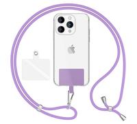NALIA HoldMe Air Lanière Universelle avec Pad, Tour de Cou pour Étui de Téléphone Portable, Bande avec Mousqueton en Métal (argent), Chaine Cordon Réglable 160 CM, Lanyard Sangle, Couleur:Violet