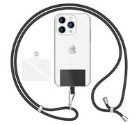 NALIA HoldMe Air Lanière Universelle avec Pad, Tour de Cou pour Étui de Téléphone Portable, Bande avec Mousqueton en Métal (argent), Chaine Cordon Réglable 160 CM, Lanyard Sangle, Couleur:Noir