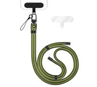 NALIA HoldMe Lanière Universelle pour Smartphone & Coque de Téléphone Portable, Cordon en Nylon Réglable, Sangle de Cou, Bandoulière avec Mousqueton (noir) & 2 Patches, Lanyard, Couleur:Olive Vert