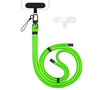 NALIA HoldMe Lanière Universelle pour Smartphone & Coque de Téléphone Portable, Cordon en Nylon Réglable, Sangle de Cou, Bandoulière avec Mousqueton (noir) & 2 Patches, Lanyard, Couleur:Vert Neon