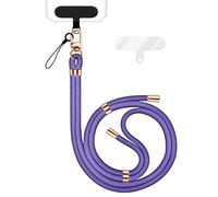 NALIA HoldMe Lanière Universelle pour Smartphone & Coque de Téléphone Portable, Cordon en Nylon Réglable, Sangle de Cou, Bandoulière avec Mousqueton (or) & 2 Patches, Lanyard, Couleur:Bleu Violet