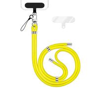 NALIA HoldMe Lanière Universelle pour Smartphone & Coque de Téléphone Portable, Cordon en Nylon Réglable, Sangle de Cou, Bandoulière avec Mousqueton (argent) & 2 Patches, Lanyard, Couleur:Jaune Néon