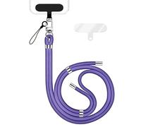 NALIA HoldMe Lanière Universelle pour Smartphone & Coque de Téléphone Portable, Cordon en Nylon Réglable, Sangle de Cou, Bandoulière avec Mousqueton (argent) & 2 Patches, Lanyard, Couleur:Bleu Violet