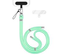 NALIA HoldMe Lanière Universelle pour Smartphone & Coque de Téléphone Portable, Cordon en Nylon Réglable, Sangle de Cou, Bandoulière avec Mousqueton (argent) & 2 Patches, Lanyard, Couleur:Turquoise