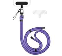 NALIA HoldMe Lanière Universelle pour Smartphone & Coque de Téléphone Portable, Cordon en Nylon Réglable, Sangle de Cou, Bandoulière avec Mousqueton (noir) & 2 Patches, Lanyard, Couleur:Bleu Violet