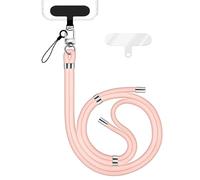 NALIA HoldMe Lanière Universelle pour Smartphone & Coque de Téléphone Portable, Cordon en Nylon Réglable, Sangle de Cou, Bandoulière avec Mousqueton (argent) & 2 Patches, Lanyard, Couleur:Rose