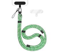 NALIA HoldMe Lanière Universelle pour Smartphone & Coque de Téléphone Portable, Cordon en Nylon Réglable, Sangle de Cou, Bandoulière avec Mousqueton (noir) & 2 Patches, Lanyard, Couleur:Vert Blanc