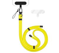 NALIA HoldMe Lanière Universelle pour Smartphone & Coque de Téléphone Portable, Cordon en Nylon Réglable, Sangle de Cou, Bandoulière avec Mousqueton (noir) & 2 Patches, Lanyard, Couleur:Jaune Néon