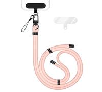 NALIA HoldMe Lanière Universelle pour Smartphone & Coque de Téléphone Portable, Cordon en Nylon Réglable, Sangle de Cou, Bandoulière avec Mousqueton (noir) & 2 Patches, Lanyard, Couleur:Rose