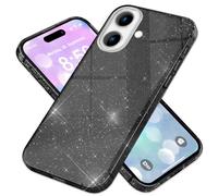 NALIA Housse à Paillettes Scintillantes Compatible avec iPhone 16 Coque, Étui Brillant Diamant Glitter Cover Bling Case, Couverture de Protection Robuste Silicone Anti-Choc, Couleur:Noir