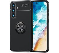 NALIA Housse anneau noir mat pour Samsung Galaxy S24 Housse, housse de protection en silicone antidérapante avec anneau pivotant à 360 degrés Noir