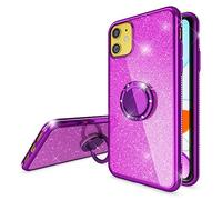 NALIA Housse avec Anneau Compatible avec iPhone 11 Coque, Glitter Silicone Case avec 360 Degrés Ring Holder, Brillante Diamant Cover Slim Anti-Choc Bling Paillettes Etui Bumper, Couleur:Lilas