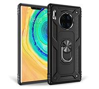 NALIA Housse avec Bague Compatible avec Huawei Mate 30 Pro/Mate 30 Pro 5G Coque, Anti-Choc Protection Silicone Cover pour Support de Voiture Magnetique, Anneau Rotation de 360 Degres, Couleur:Noir