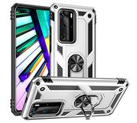 NALIA Housse avec Bague Compatible avec Huawei P40 Pro Coque, Anti-Choc Etui avec Anneau Rotation 360°, Cover Rigide & Silicone Bumper, Kickstand Case pour Support Voiture Magnetique, Couleur:Argent