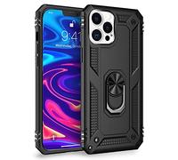 NALIA Housse avec Bague Compatible avec iPhone 12 Pro Max Coque, Anti-Choc Etui avec Anneau Rotation 360°, Cover Rigide & Silicone Bumper, Mince Case pour Support Voiture Magnetique, Couleur:Noir