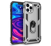 NALIA Housse avec Bague Compatible avec iPhone 12 Pro Max Coque, Anti-Choc Etui avec Anneau Rotation 360°, Cover Rigide & Silicone Bumper, Mince Case pour Support Voiture Magnetique, Couleur:Argent